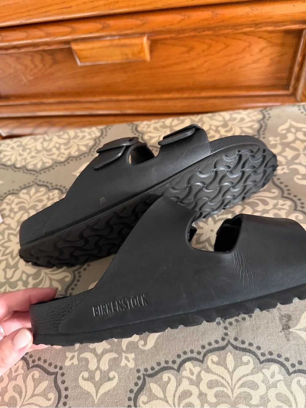 Birkenstock Black Two-Buckle Slide Sandals
